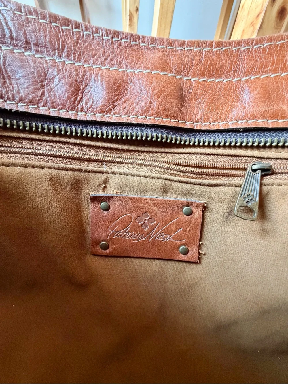 Patricia Nash Women’s Tan Leather Tote Bag Crossbody with Detachable Strap